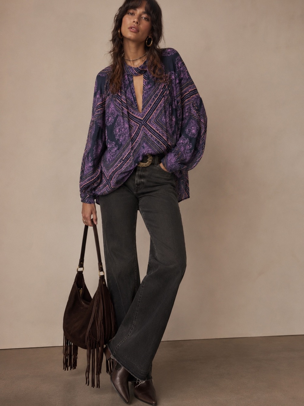 NWT Free People Walking On A Dream Boho Choker Blouse Top Small